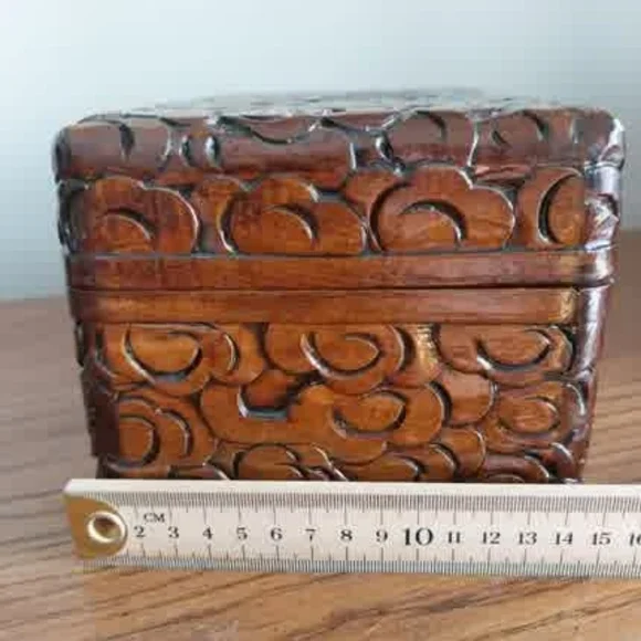 Hand-Carved Floral Wood Nesting Boxes - Brown - Picture 6 of 16